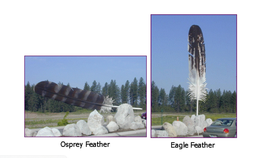 Osprey Feather and Eagle Feather by Artists: David Govedare & Keith Powell
