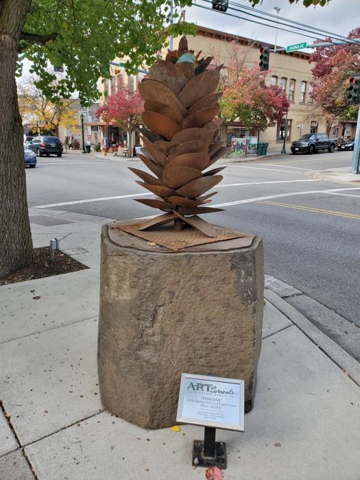 Pinecone by Artist Holly Burk located at 5th St. and Sherman Ave