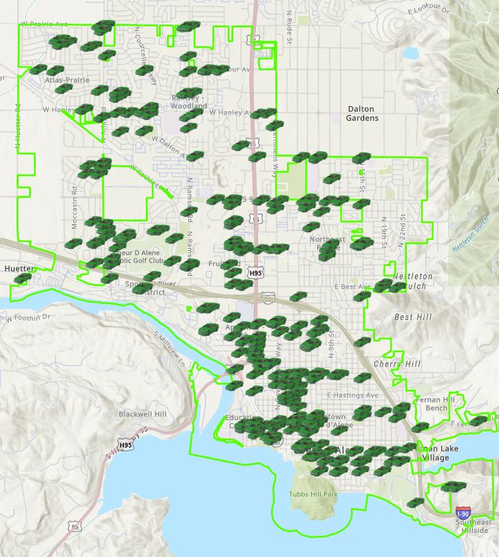 City limits map with traffic counts.