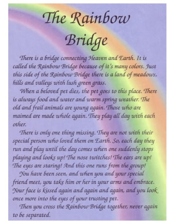 The Rainbow Bridge Poem
