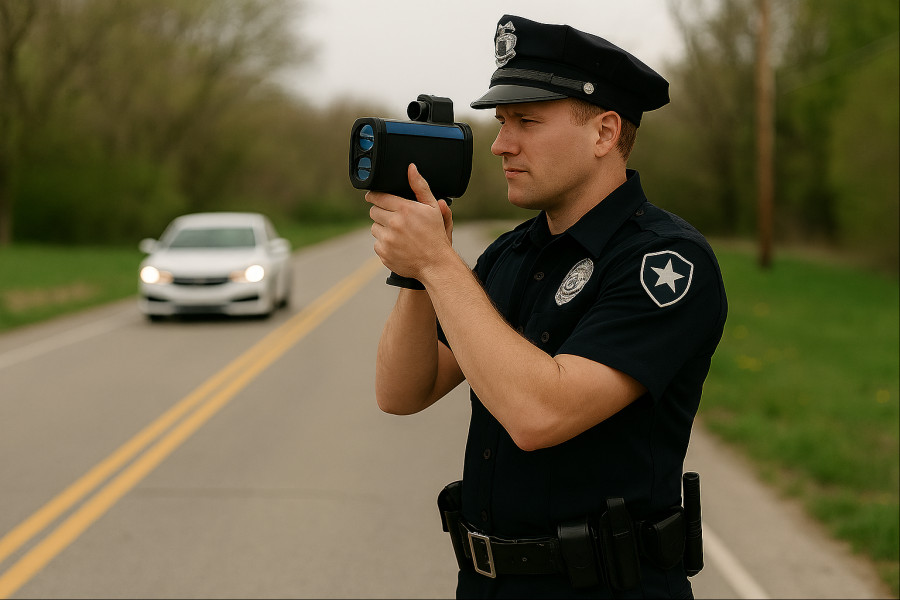 Patrol Officer with radar gun.